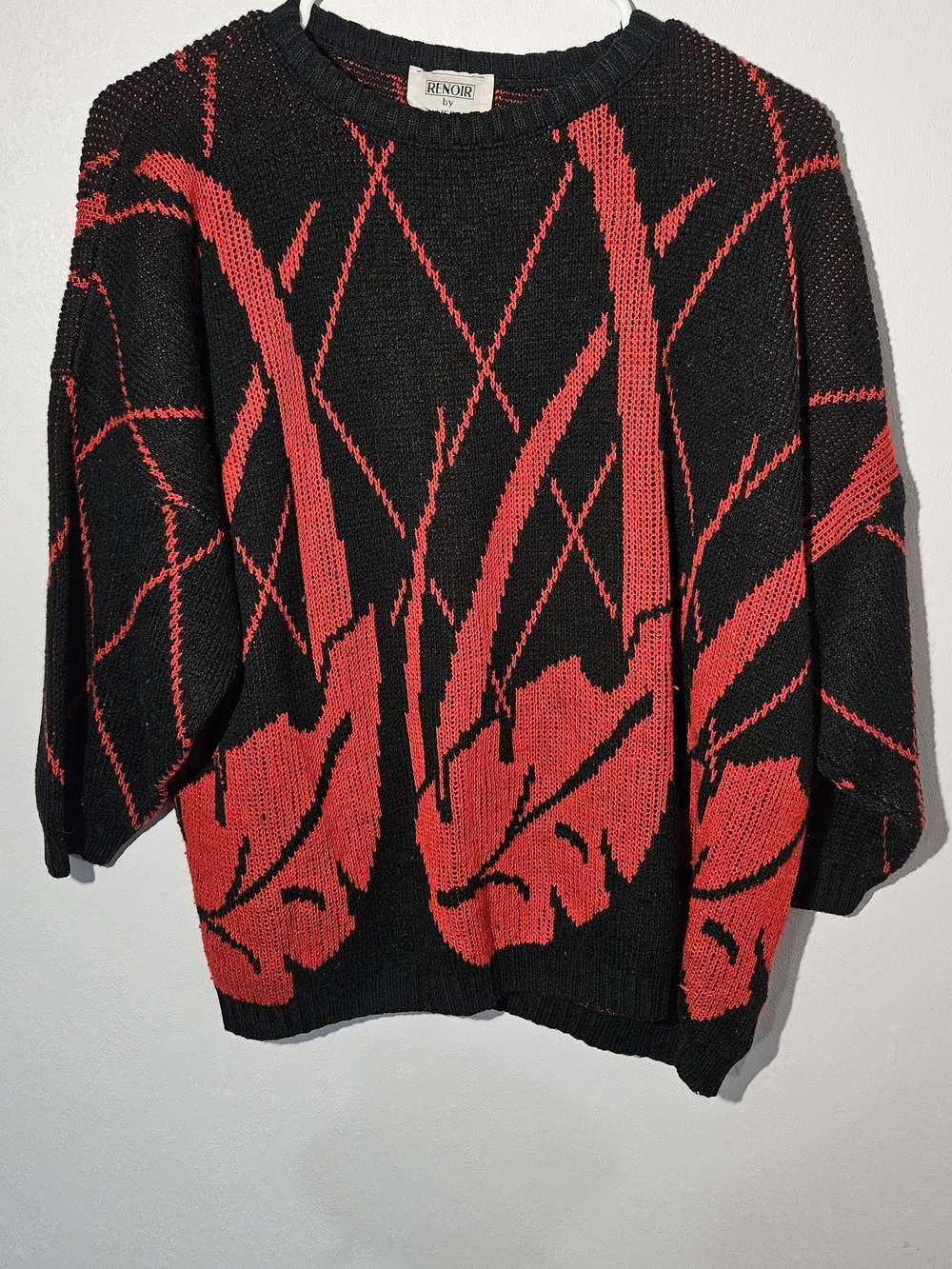 Renoir Black and Red Graphic Crewneck Sweater